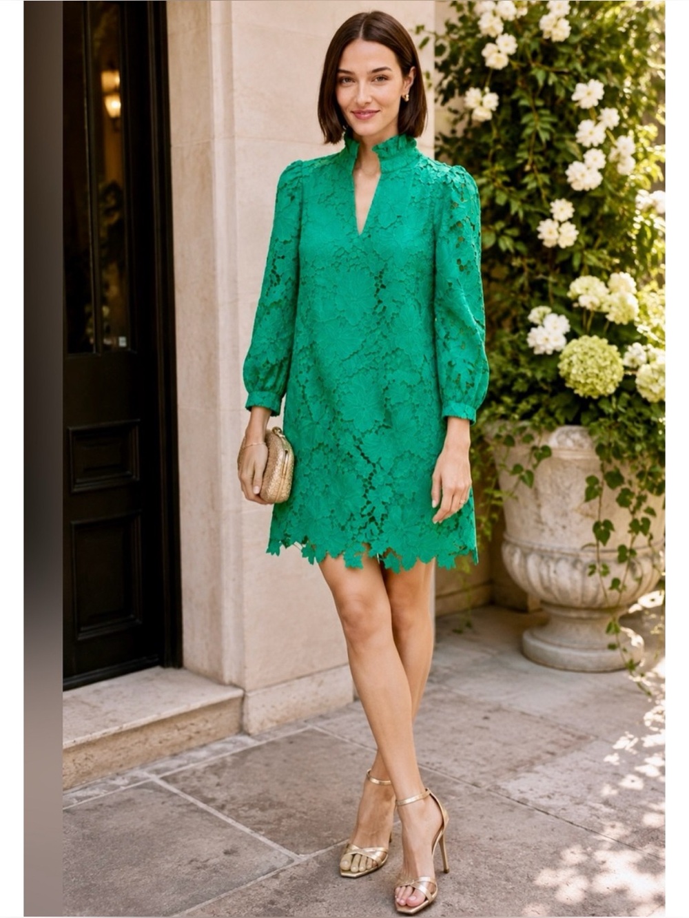 Tuckernuck Pomander Place Kelly Green Lace Cath Dress Size L ~ NWOT